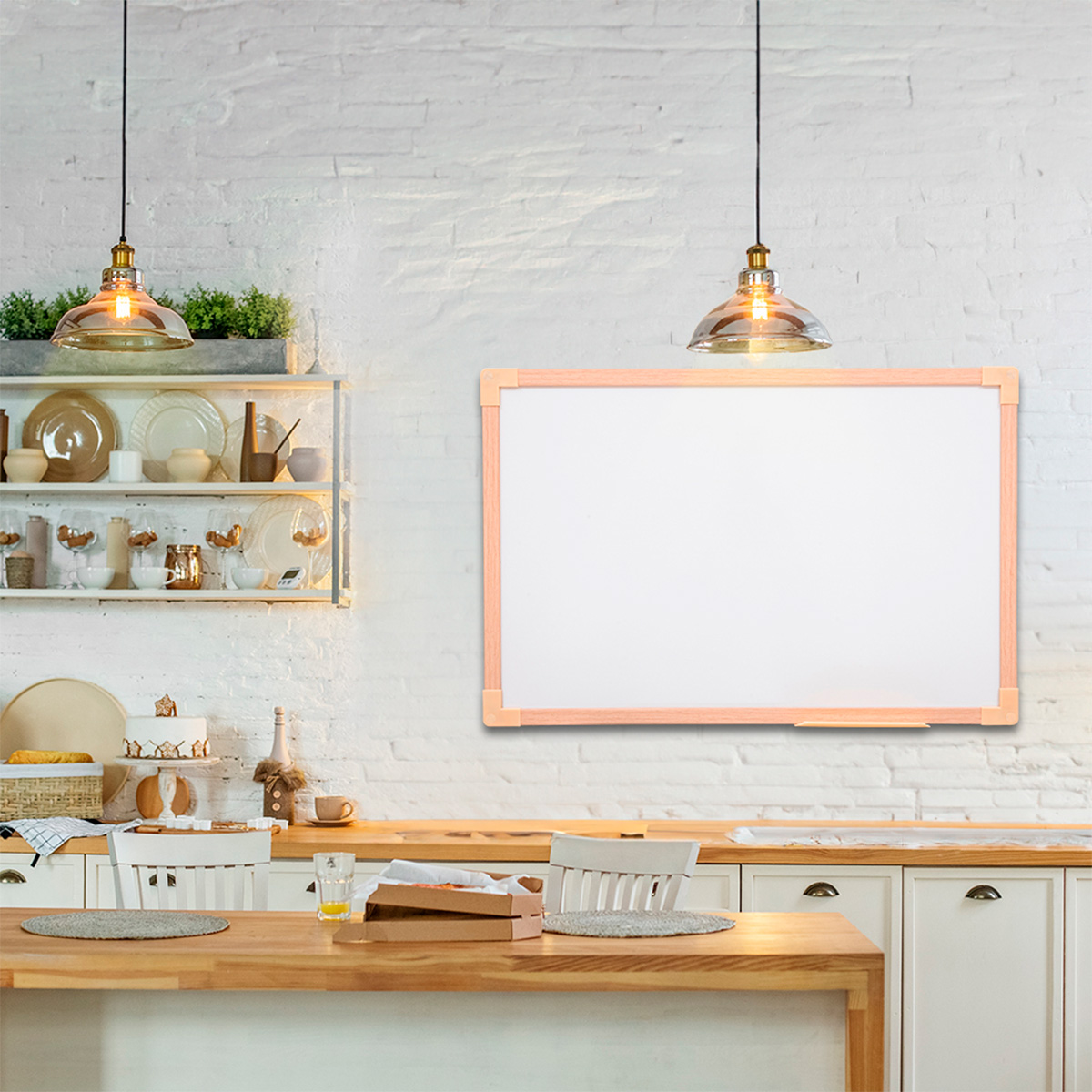 Quadro Branco Não Magnético Moldura Madeira 120 x 90 cm | Go Office