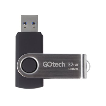 Pendrive GoTech 32GB USB 2.0 - Preto e prata