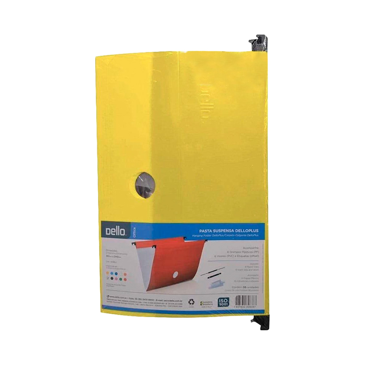 Pasta Suspensa Amarelo com grampo 6 unidades | Delloplus