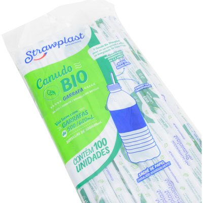 Canudo Biodegradável Embalado Individual Strawplast 100 unidades
