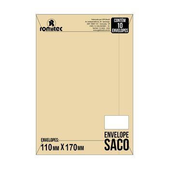 Envelope Saco Kraft 110 mm x 170 mm 75 g 10 unidades | GPK