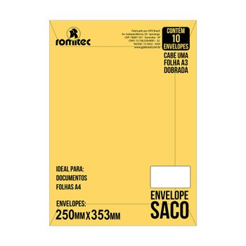 Envelope Ofício Ouro 250 mm x 353 mm 10 unidades | GPK