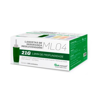 Lanceta de Segurança Medlevensohn ML04 21g 1.8mm Verde 100UN