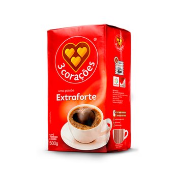 Café em Pó 3 Corações Extra Forte Vácuo PCT 500g