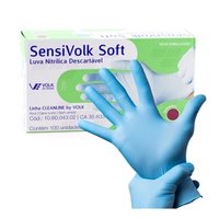 Luva Nitrílica Descartável Azul P Caixa 100 unidades | Volk SensiSoft