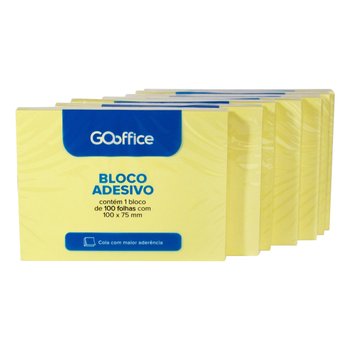 Bloco Adesivo Amarelo 76 mm x 102 mm | Go Office