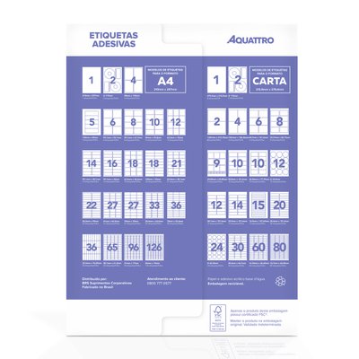 Etiqueta Adesiva Aquattro 12,7mmX44,45mm PCT 25fls
