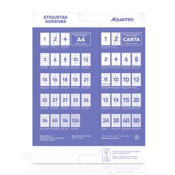 Etiqueta Adesiva Aquattro 69,85mmX69,85mm PCT 25fls