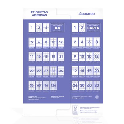 Etiqueta Adesiva Aquattro 69,85mmX69,85mm PCT 25fls