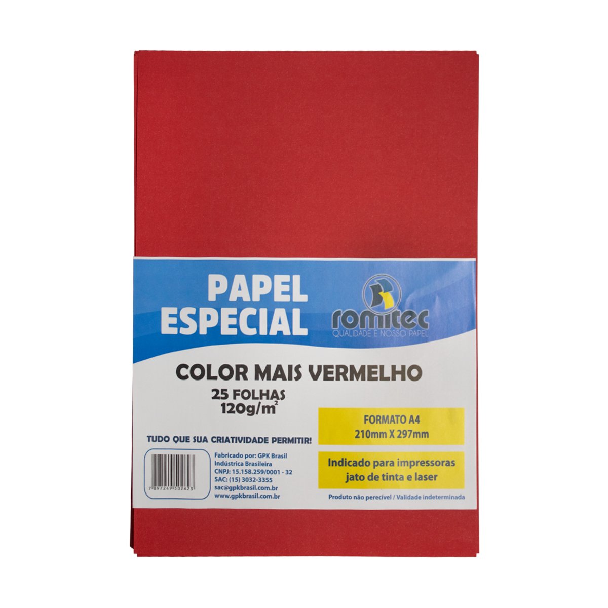 Papel Vermelho A4 120g Gpk 25 Folhas 3937