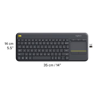 Teclado sem Fio Logitech K400 Plus com Touchpad Cinza