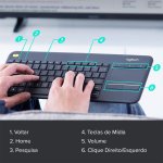 Teclado sem Fio Logitech K400 Plus com Touchpad Cinza