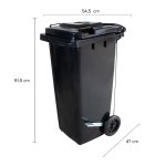 Coletor de Lixo 120L Preto com Pedal | Wite