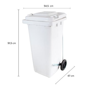 Coletor de Lixo 120L Branco com Pedal | Wite