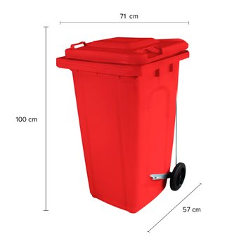 Coletor de Lixo 240L Vermelho com Pedal | Wite