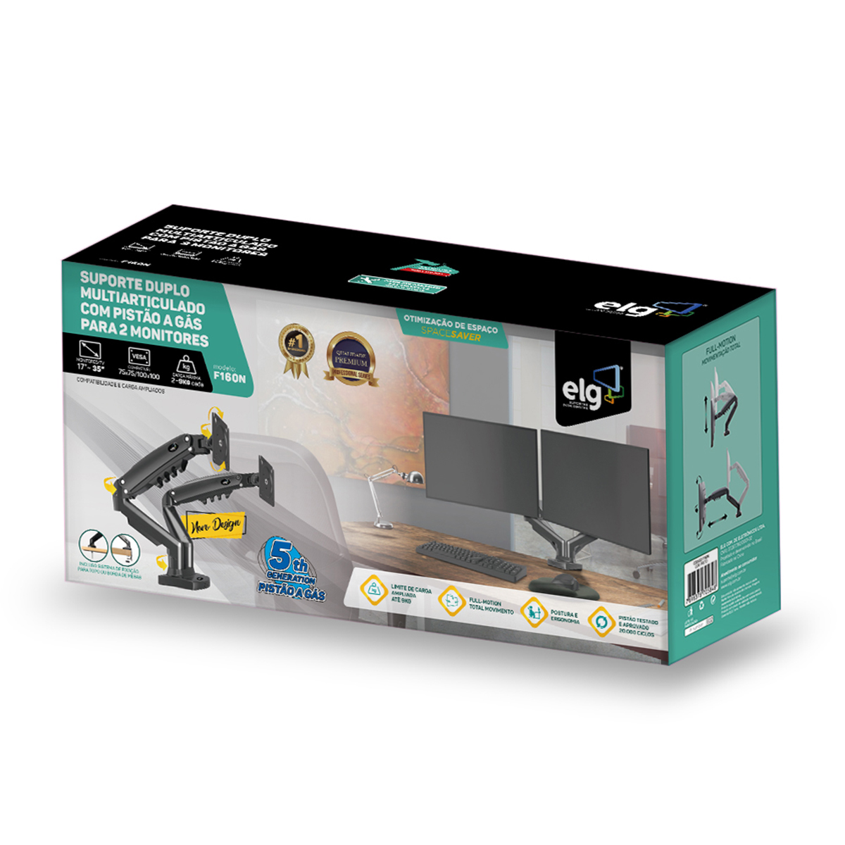 Suporte Articulado ELG F160N Pistão à Gás 17 a 35