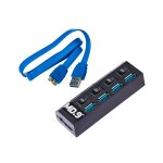 Hub USB 3.0 MD9 7873 4 Portas com Interruptor Energia