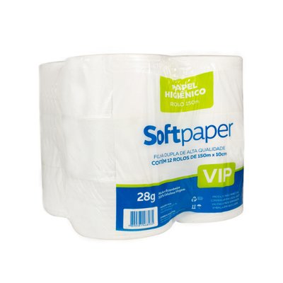 Papel Higiênico Folha Dupla 150 metros 28 g | 12 unidades | Softpaper Vip
