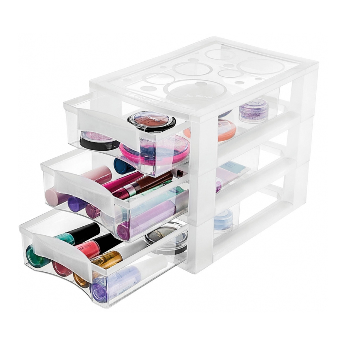 Gaveteiro OR81300 Plástico de Mesa Médio c/ 3 Gavetas | Ordene