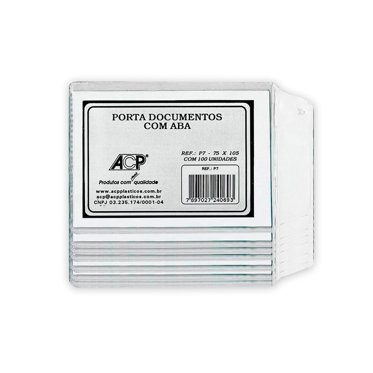 Porta Documento com Aba 75 mm x 105 mm 100 unidades | ACP P-12