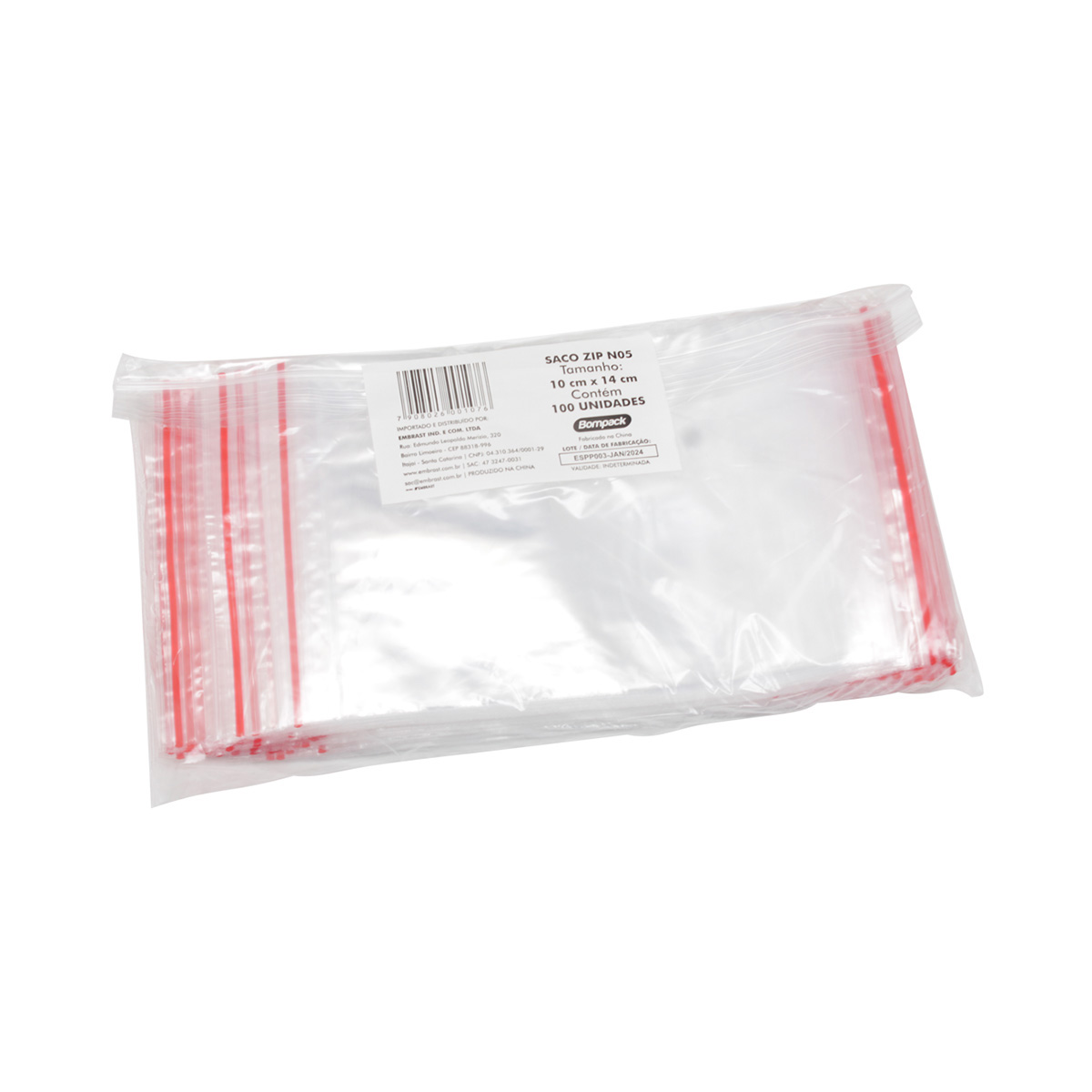 Saco Plástico Zip Número 5 10x14,3 cm 100 unidades