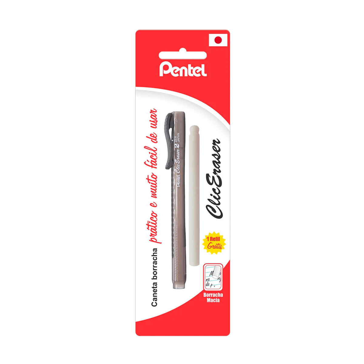 Caneta Borracha Preta | Pentel Clic Eraser