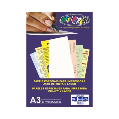 Papel Opaline A3 180g Branco 50 folhas | Off Paper