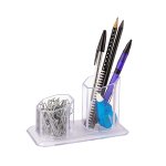 Porta Caneta e Clips Duplo Cristal