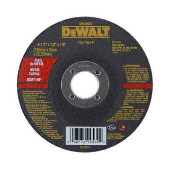 Disco Corte Dewalt Metal 4 1/2 x 3,0mm x 7/8