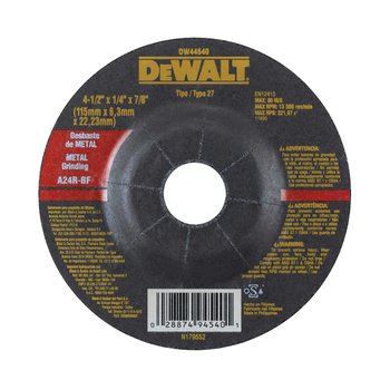 Disco Desbaste Dewalt Metal 4 1/2 x 6,3mm x 7/8