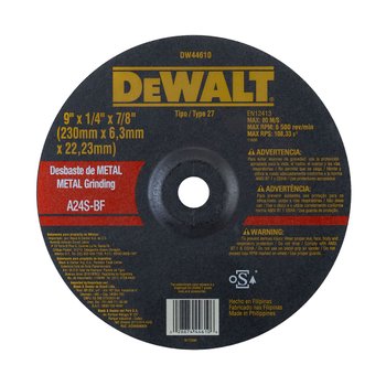 Disco Desbaste Dewalt Metal 9 x 6,3mm x 7/8