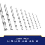 Jogo de Brocas Irwin Para Metal 2mm a 8mm 9 Peças