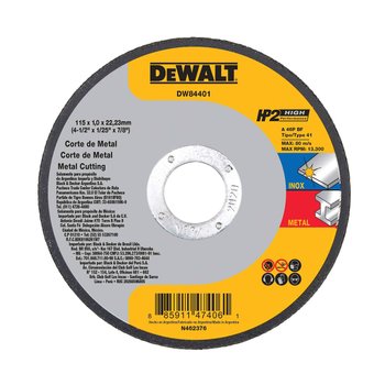 Disco Corte Dewalt Inox HP2 4 1/2 x 1,0mm x 7/8