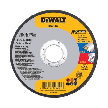 Disco Corte Dewalt Inox HP2 4 1/2 x 1,2mm x 7/8