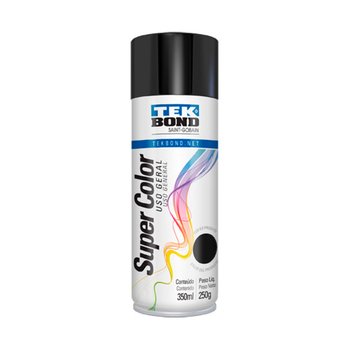 Tinta Spray Super Color Tekbond Preto Brilhante 350ml 250g