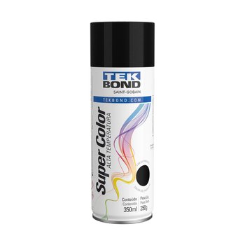 Tinta Spray Super Color Tekbond Preto Alta Temp 350ml