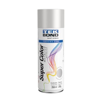 Tinta Spray Super Color Tekbond Prata Metálico 350ml 250g