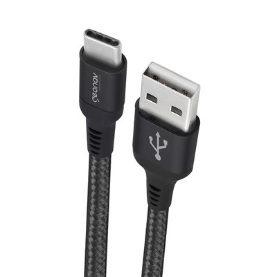 Cabo trançado USB para USB-C Preto Geonav