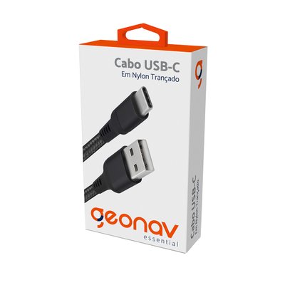 Cabo trançado USB para USB-C Preto Geonav