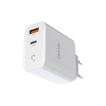 Carregador de parede 65W USB-A e USB-C branco Geonav CH65WPDBK