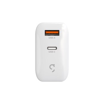 Carregador de parede 65W USB-A e USB-C branco Geonav CH65WPDBK