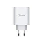 Carregador de parede 65W USB-A e USB-C branco Geonav CH65WPDBK