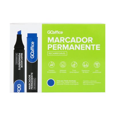 Marcador Permanente Recarregável Azul 5.0 mm | Go Office