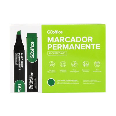 Marcador Permanente Recarregável Verde 5.0 mm | Go Office