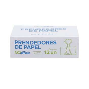 Prendedor de Papel Binder Preto 25 mm 12 unidades | Go Office