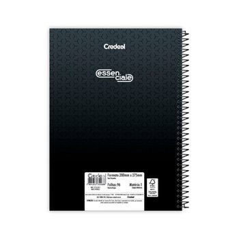 Caderno Grande Capa Dura Espiral Preto 96 Folhas 200 mm x 275 mm | Credeal