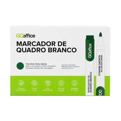 Marcador para Quadro Branco  Verde 12 unidades | Go Office