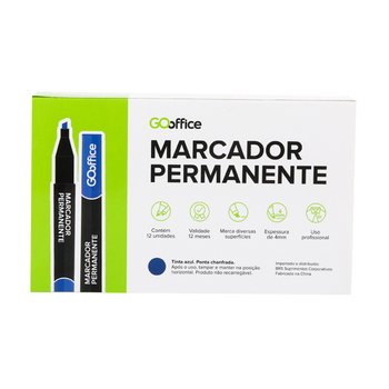 Marcador Permanente Azul 4mm 12 unidades | Go Office