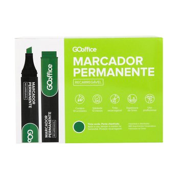 Marcador Permanente Verde Recarregável 5mm 10 unidades | Go Office