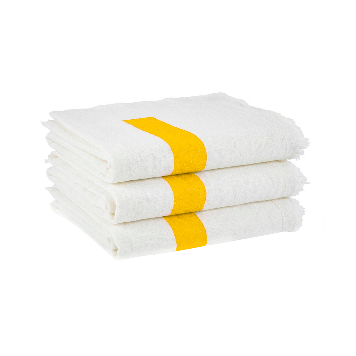 Pano de Chão Branco Tarja Amarela 85g 0,45x0,65m 3 unidades | Profi